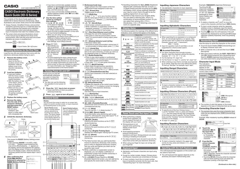 Casio XD-G Series User manual