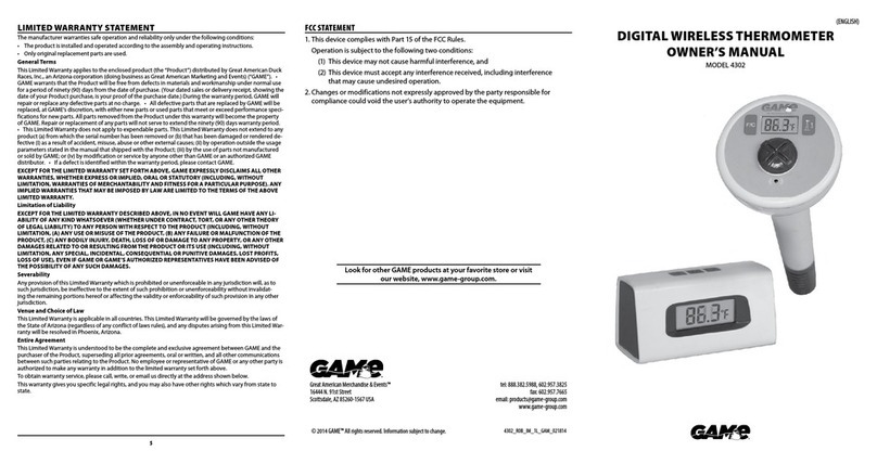 GAME 4302 owner's manual