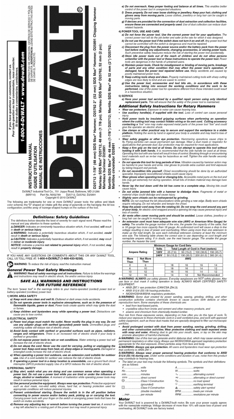 DeWalt SDS MAX D25712 User manual
