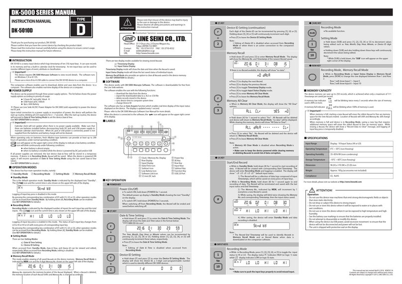 Line Seiki DK-5010D User manual