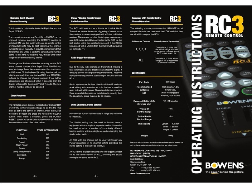 Bowens RC3 operating instructions