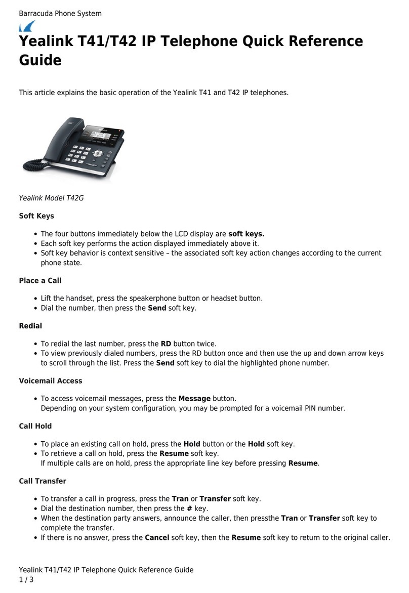 Yealink T41 Quick reference guide