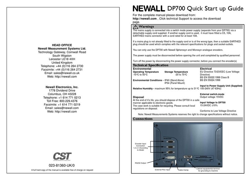 Newall DP700 Quick start up guide