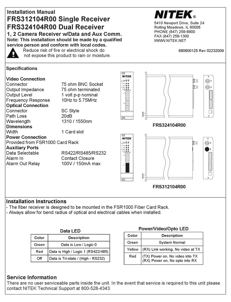 Nitek FRS312104R00 installation manual