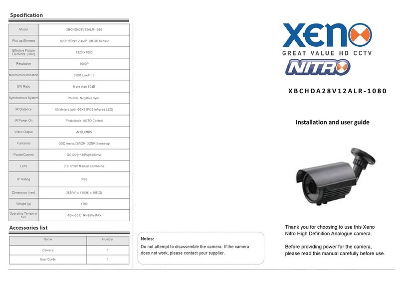 XENO XBCHDA28V12ALR-1080 Installation and user guide
