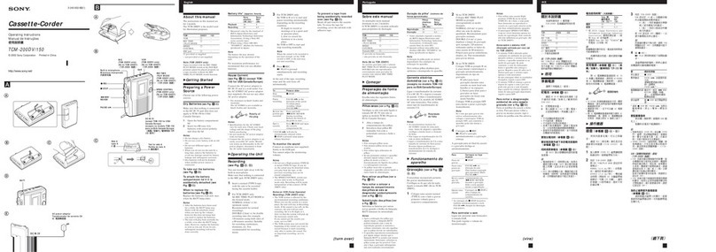Sony TCM-200DV - Cassette Recorder User manual Sony TCM-200DV - Cassette Recorder User manual