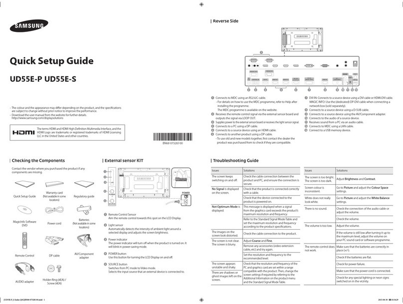 Samsung UD55E-P Quick setup guide