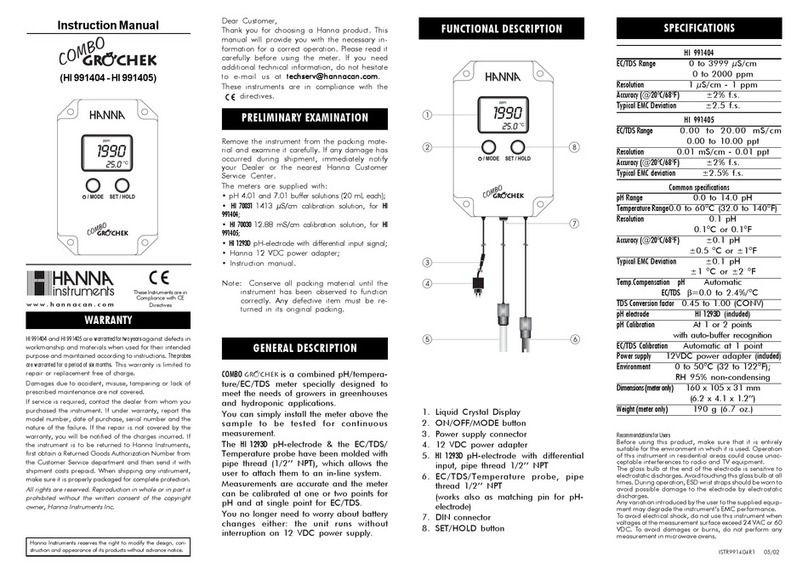 Hanna Instruments Combo Grochek HI 991404 User manual