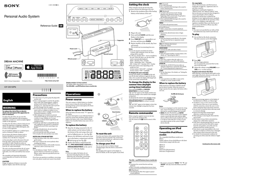 Sony ICF-DS15iPN User manual