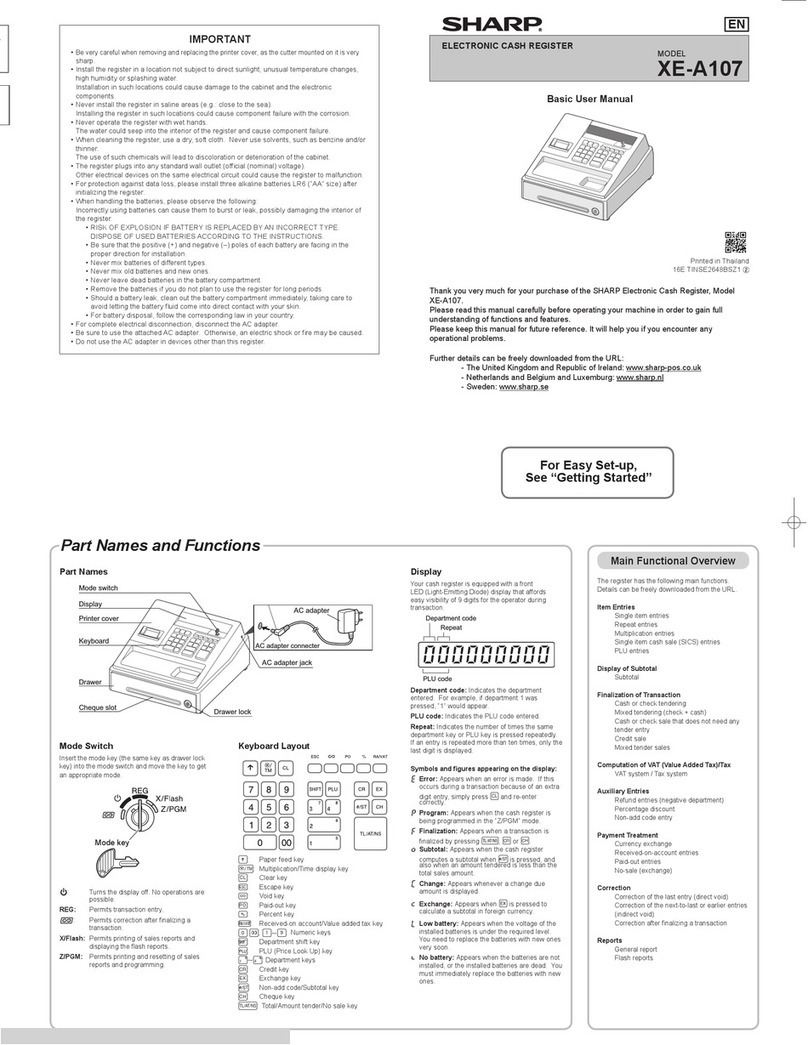 Sharp XE-A107 User manual