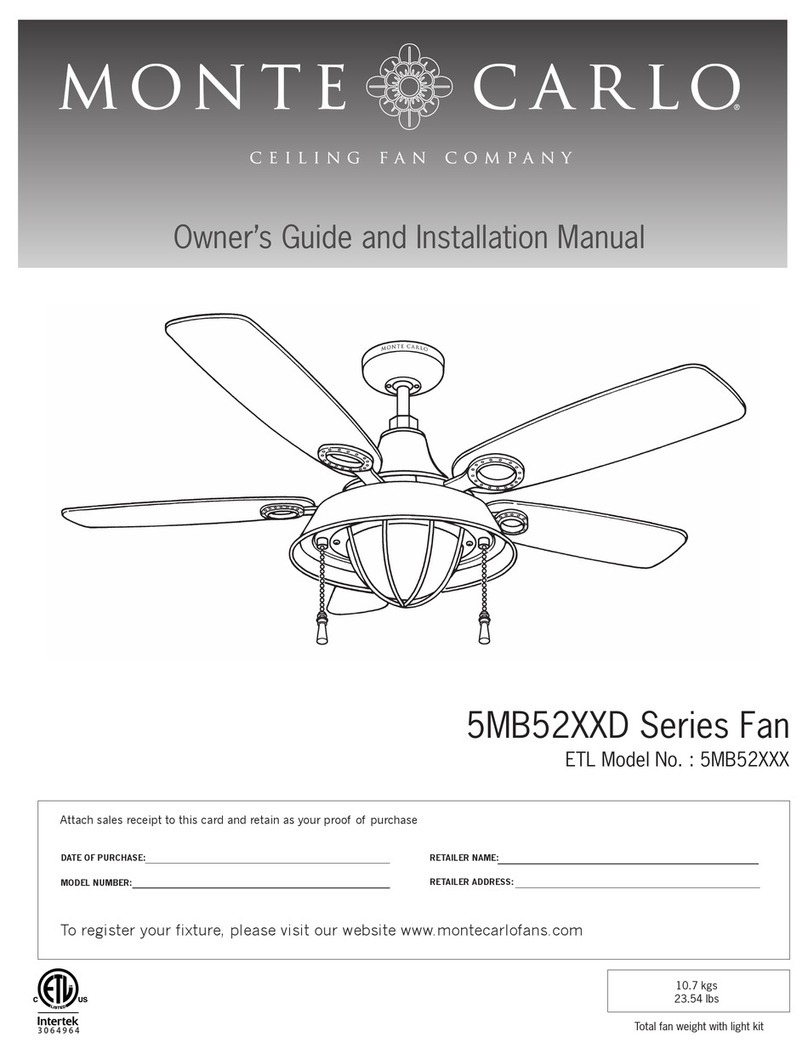 Monte Carlo Fan Company 5MB52XXD Series Owner's guide and installation manual