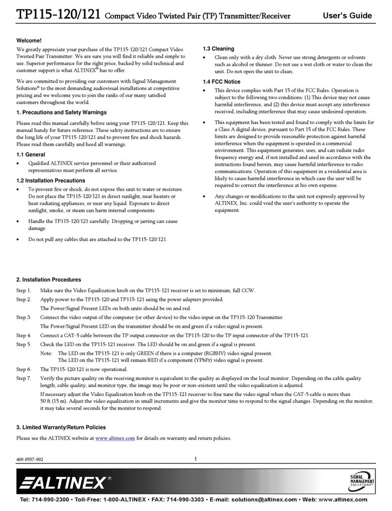 Altinex TP115-121 user guide