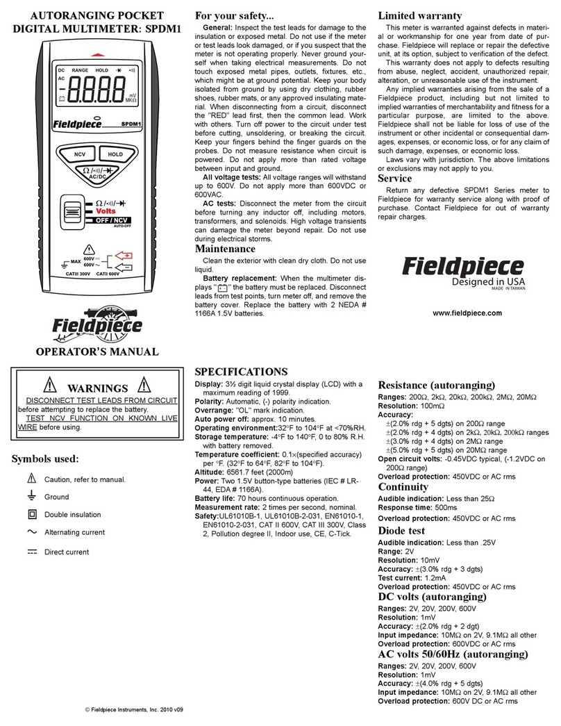 Fieldpiece SPDM1 Operator's manual