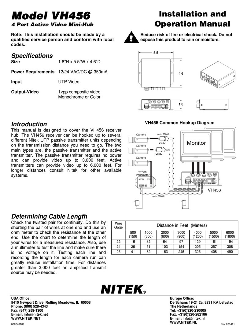 Nitek VH456 Installation and operation manual
