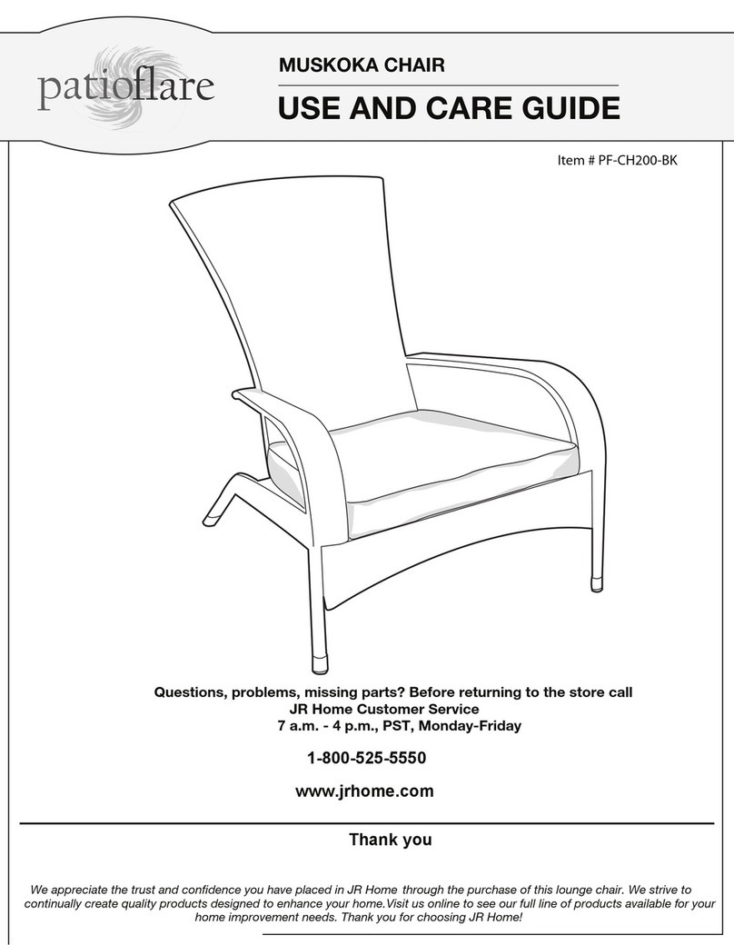 Patioflare PF-CH200-BK Use and care guide Patioflare PF-CH200-BK Use and care guide