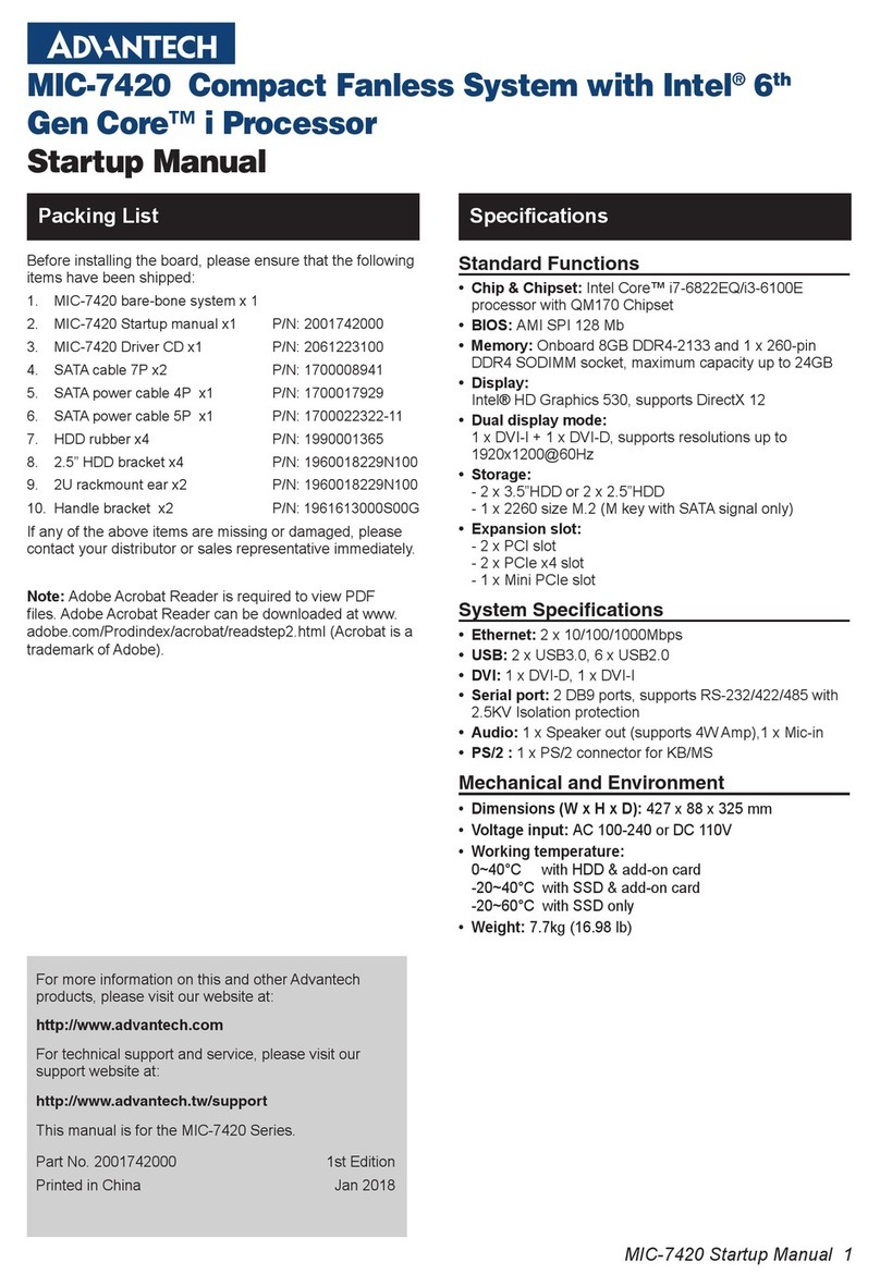 Advantech MIC-7420 Installation and operation manual
