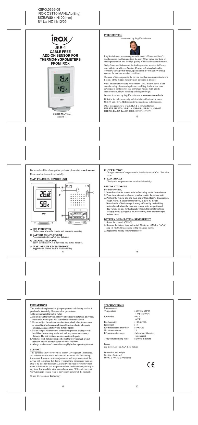 IROX JKR-1 user manual