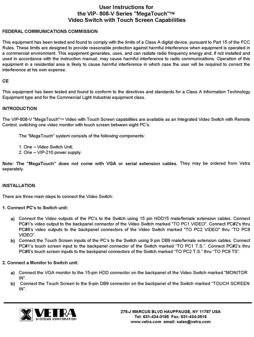 Vetra MegaTouch VIP-808-V Series User manual