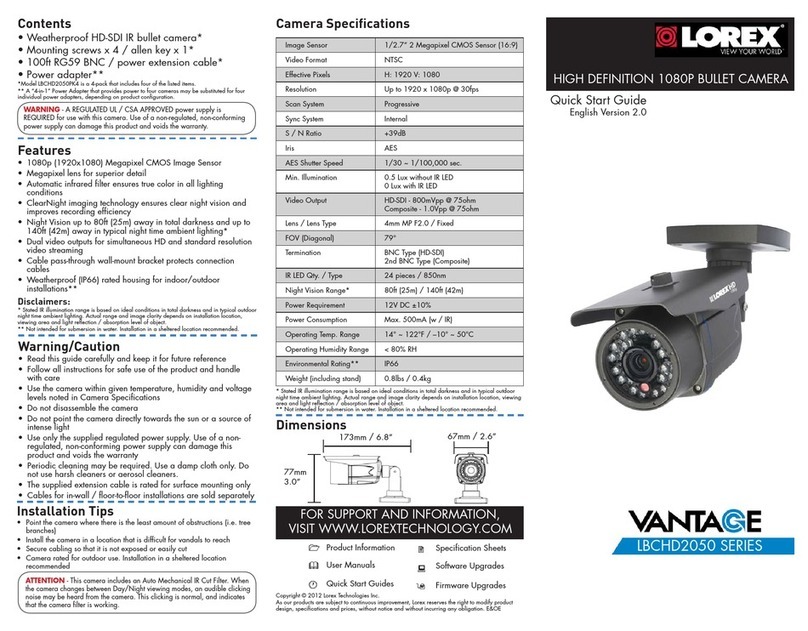 Lorex LBCHD2050 SERIES User manual