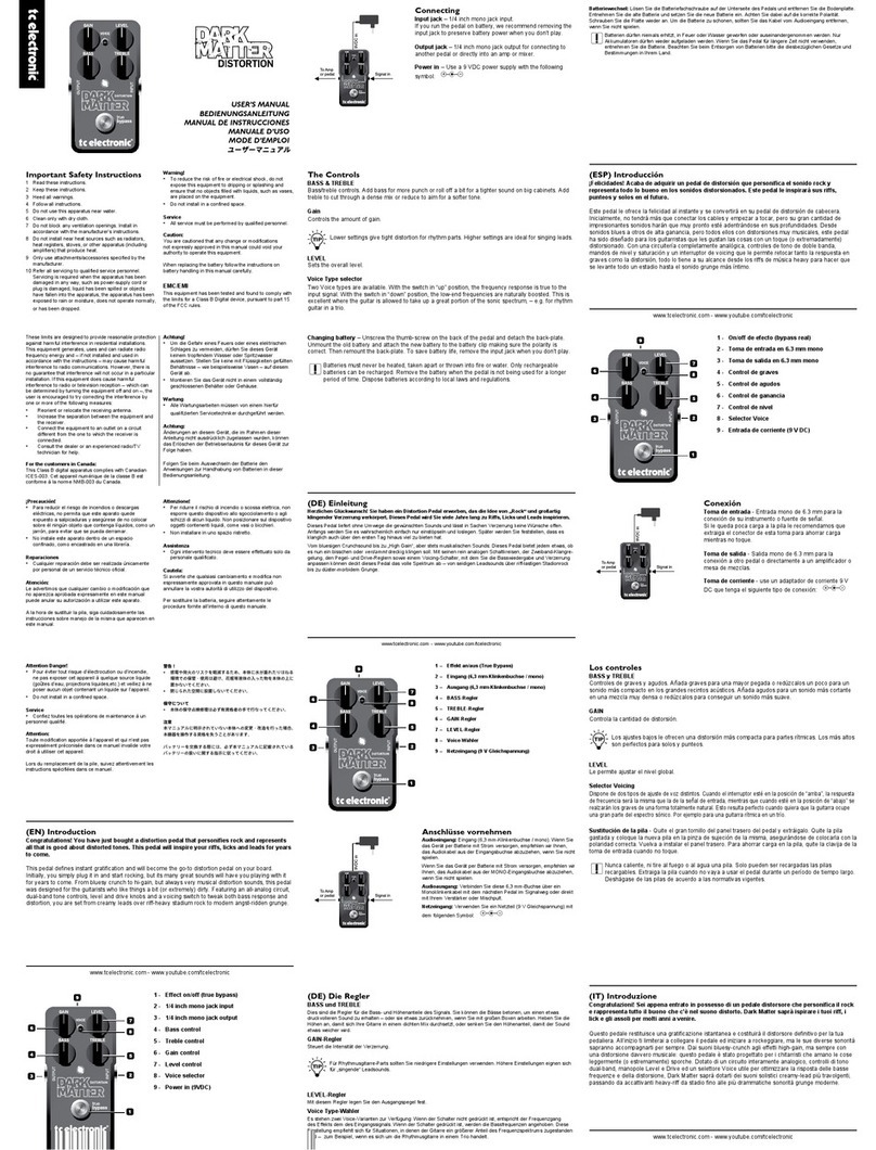 TC Electronic DARK MATTER DISTORTION User manual