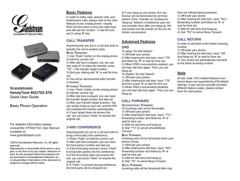 Grandstream Networks HandyTone 50X ATA Instruction manual