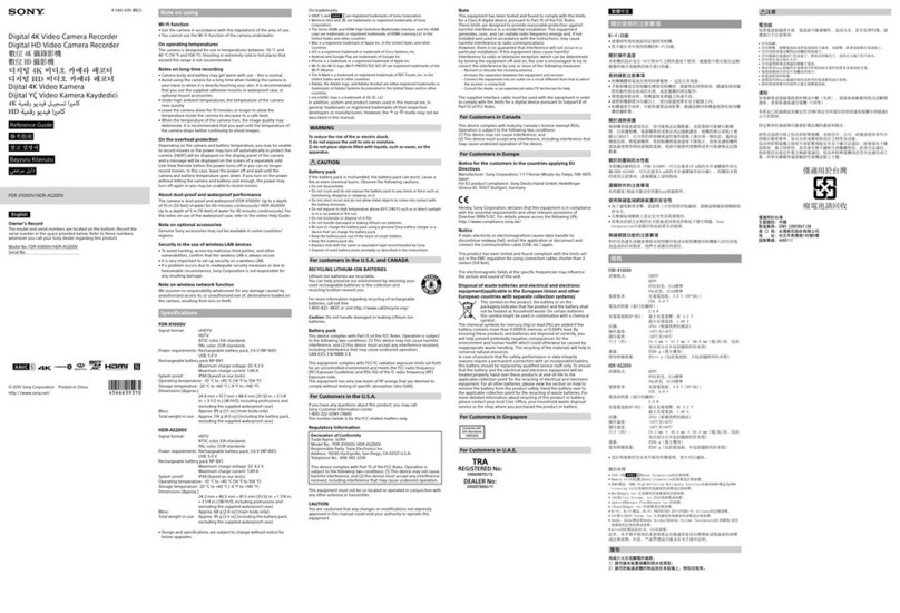 Sony FDR-X1000V User manual Sony FDR-X1000V User manual
