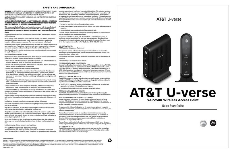 AT&T U-verse VAP2500 User manual