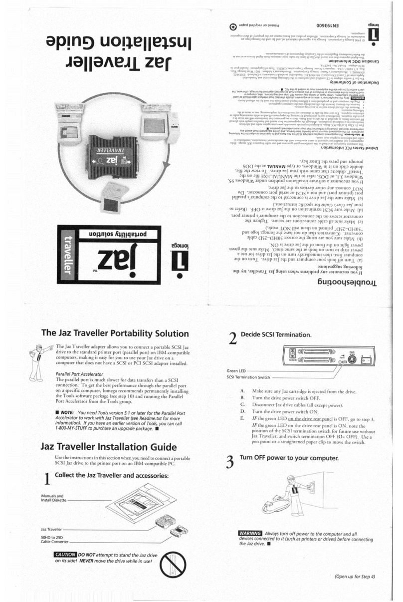 Iomega JAZ TRAVELLER installation guide