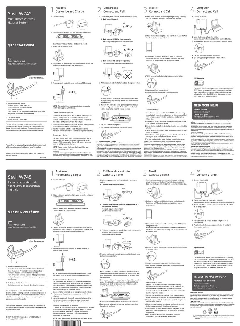 Plantronics Savi W745 quick start guide