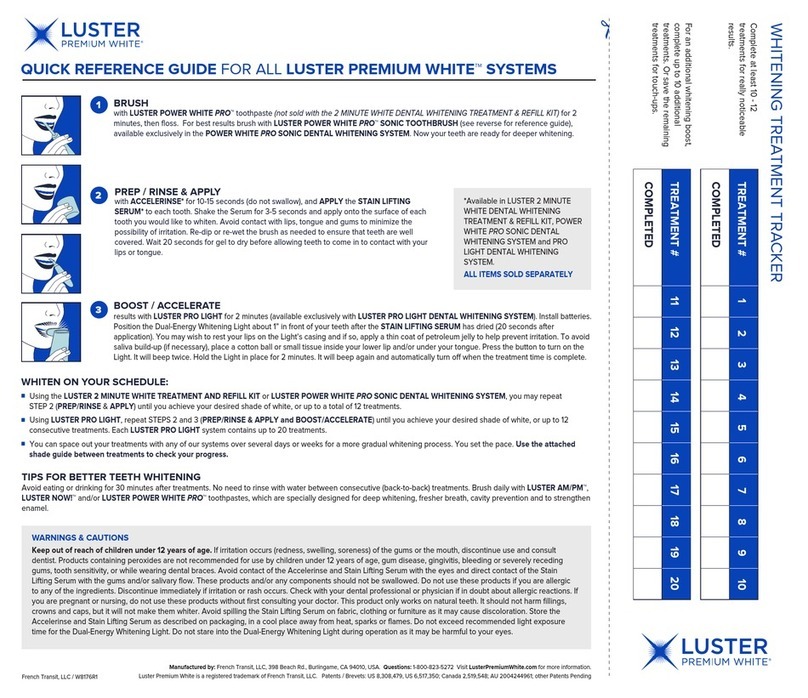 Luster PREMIUM WHITE PRO Quick reference guide