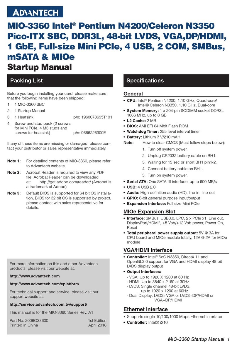 Advantech MIO-3360 Installation and operation manual