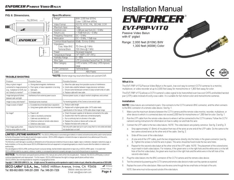 ENFORCER EVT-PBP-V1TQ installation manual
