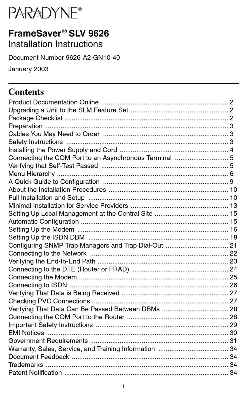 Paradyne FrameSaver SLV 9626 installation guide