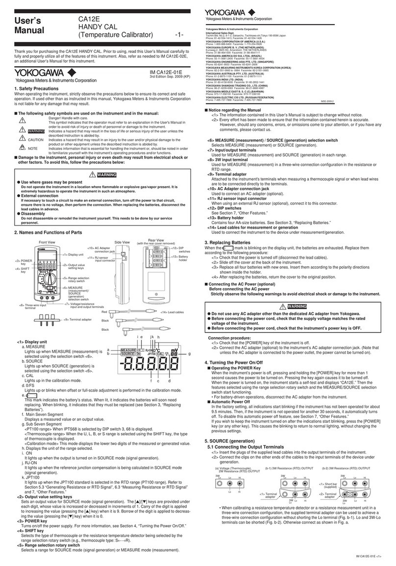 YOKOGAWA CA12E user manual