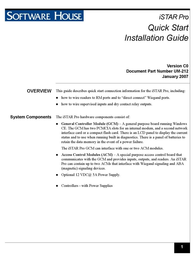Software House iSTAR PRO Quick start installation guide Software House iSTAR PRO Quick start installation guide