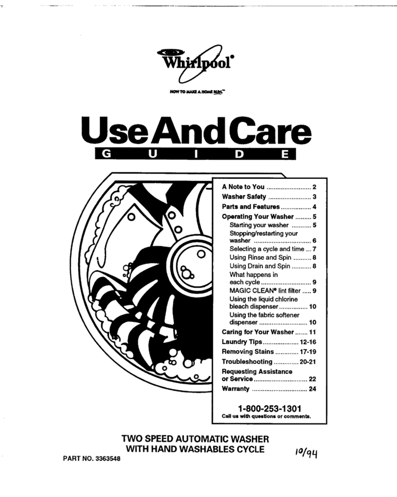 Whirlpool LLR9245BQ1 Use and care guide