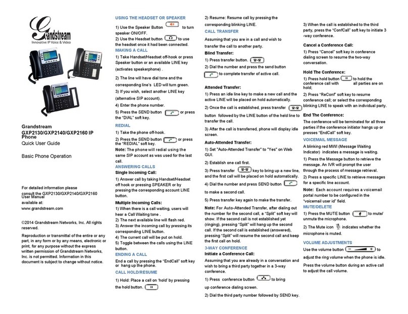 Grandstream Networks GXP2130 Series Quick user guide