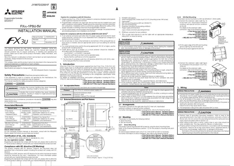 Mitsubishi Electric FX3U-1PSU-5V User manual