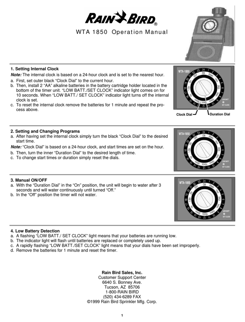 Rain Bird WTA 1850 Operation manual