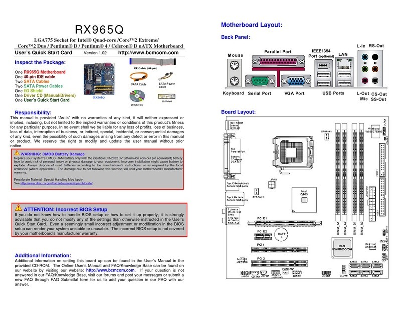BCM RX965Q User's quick start card