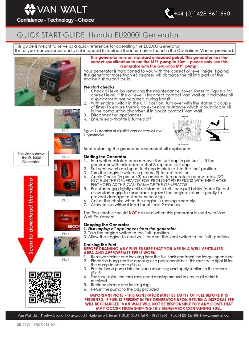 Van Walt Honda EU2000i quick start guide