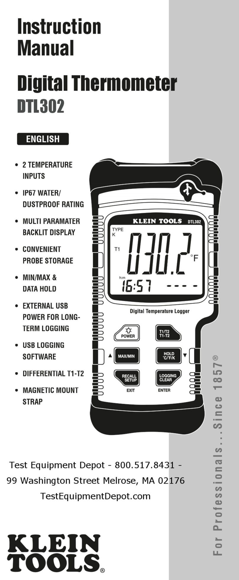 Klein Tools DTL302 User manual