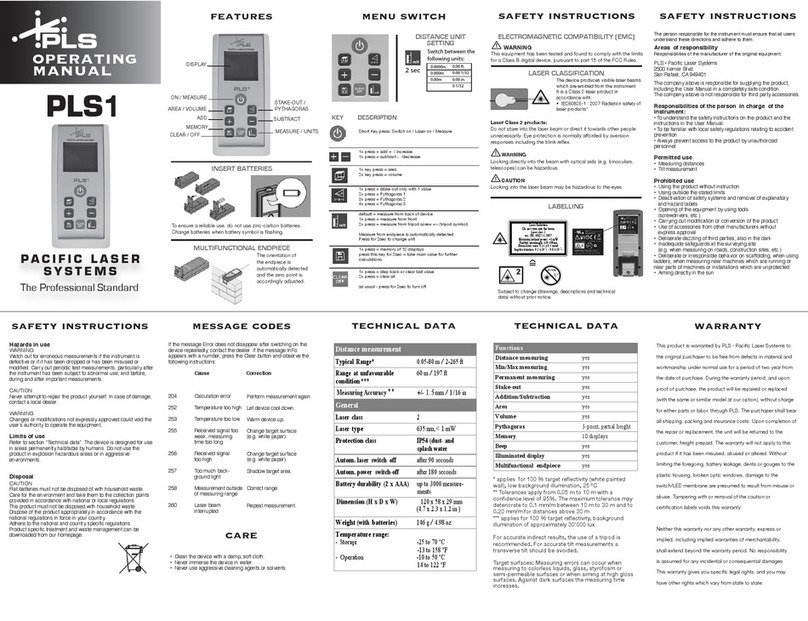 Pacific Laser Systems PLS1 User manual