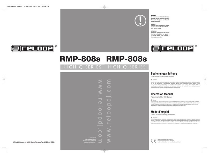 Reloop RMP-808s Installation manual
