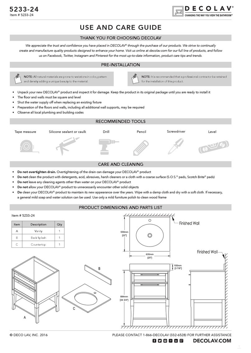 Decolav 5233-24 Use and care guide