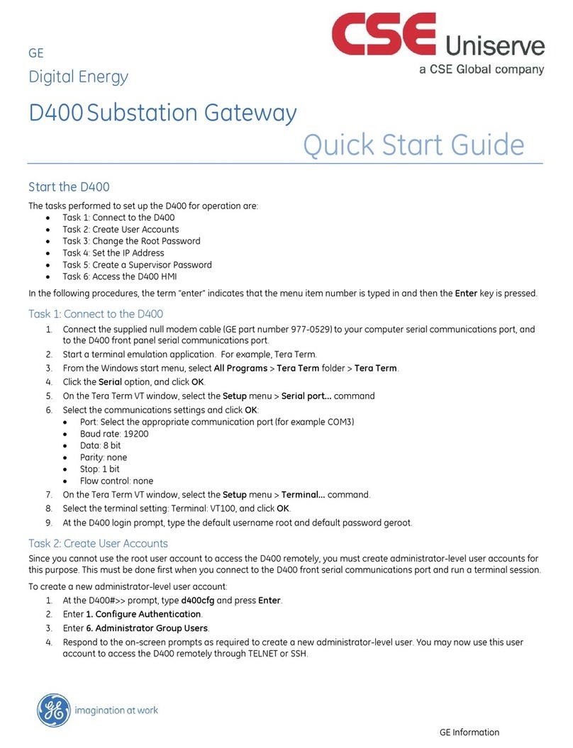 GE Multilin D400 quick start guide