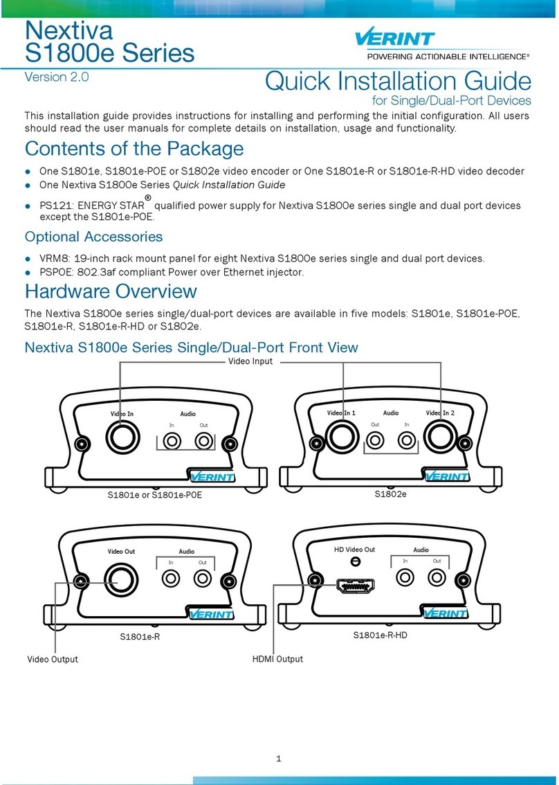 Verint S1801e Quick installation guide