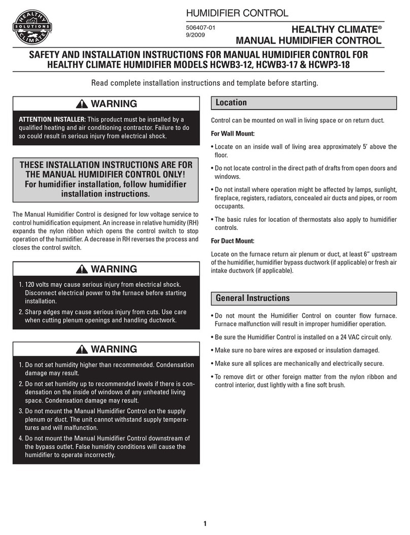 Healthy Climate HCWB3-17 Safety and installation instructions