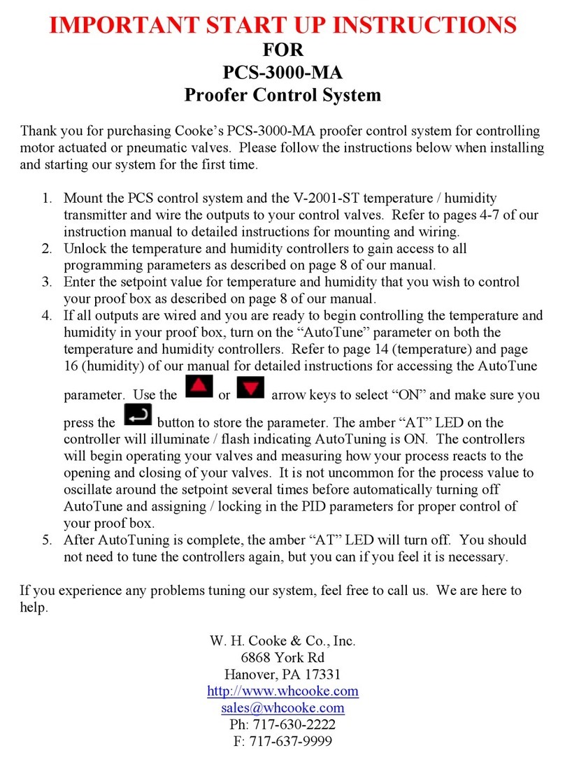 W. H. Cooke PCS-3000-MA Start-up instructions