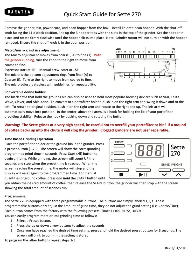 Baratza sette 270 User manual